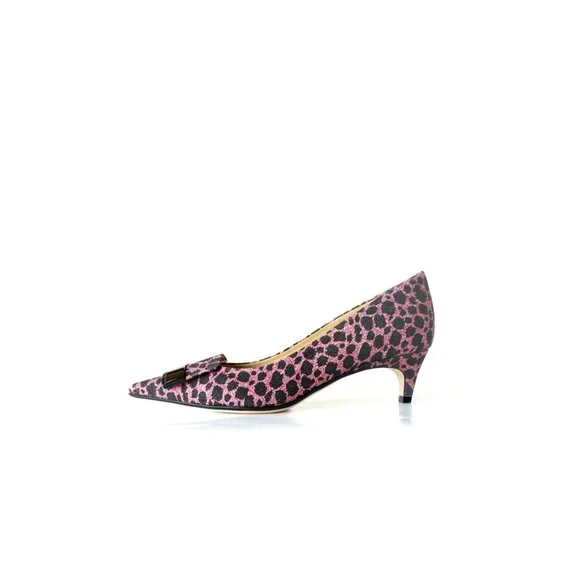 SERGIO ROSSI Heels SR1 Pink Leopard Kitten Heels Womens Size 6 - Picture 3 of 10